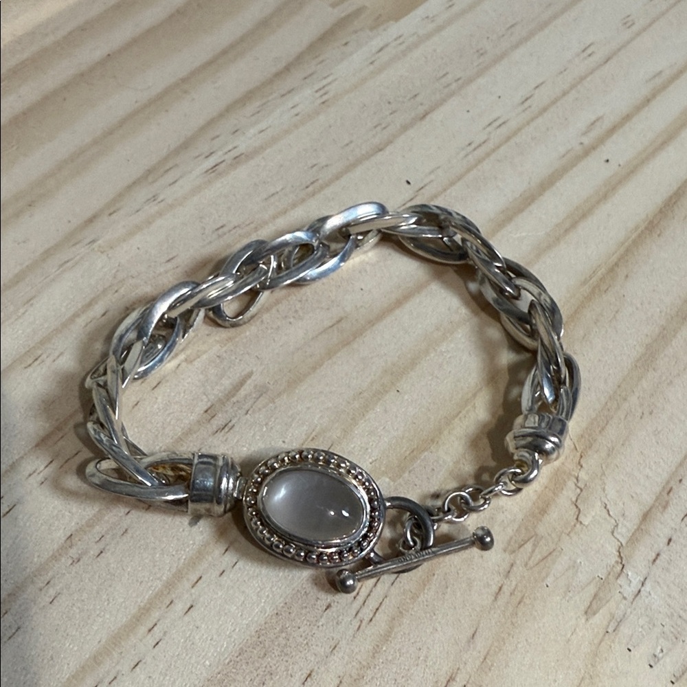C426 Michael Dawkins Silver Braided Moonstone Bracelet